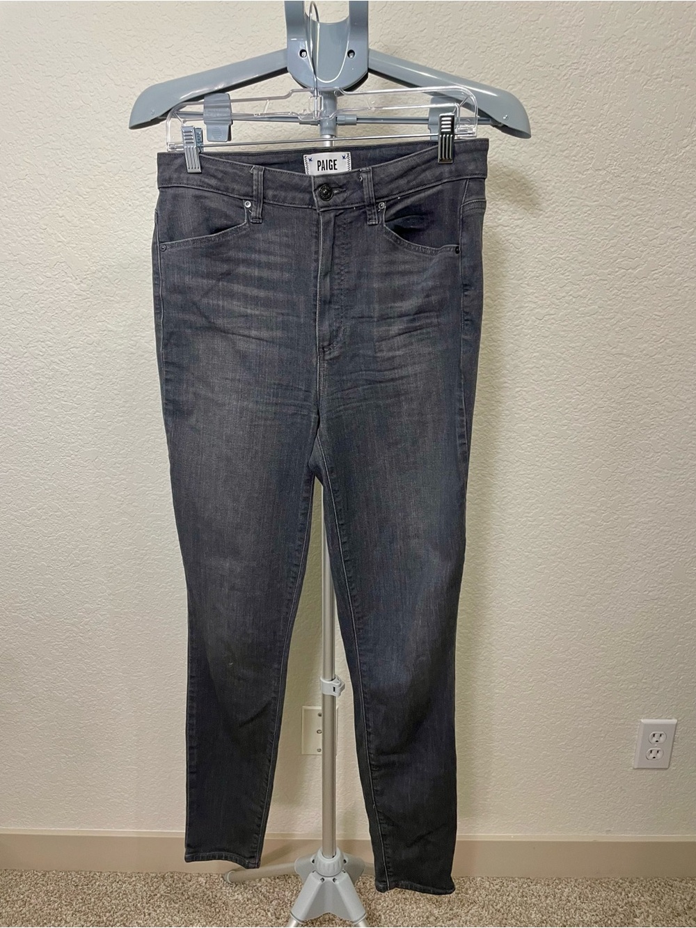 PAIGE Margot Skinny Jeans Charcoal Gray Stretch Denim Size 28